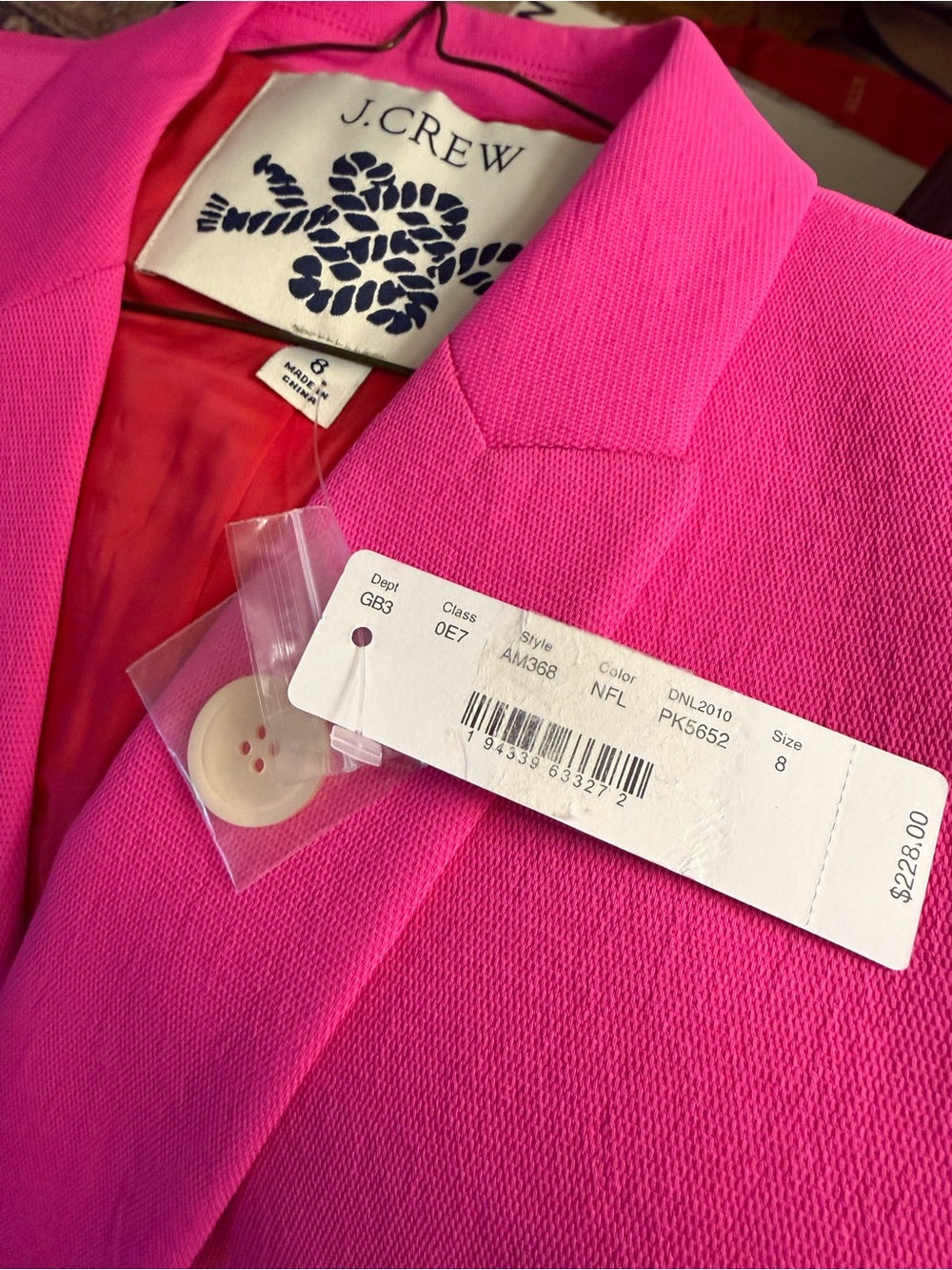 J. Crew Double-Breasted Hot Pink Blazer - Picture 6 of 7